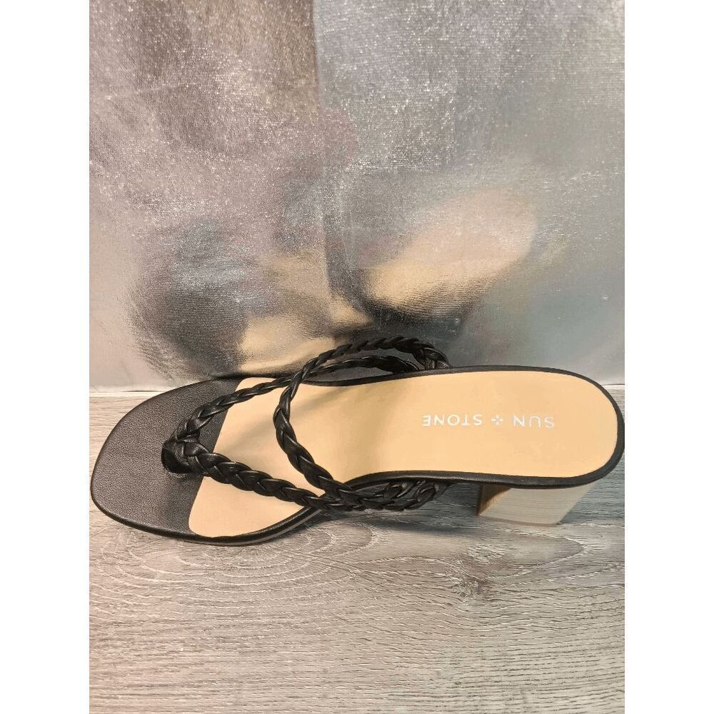 Sun + Stone Women's Wiinnie Braided Dress Sandals - Black Stack 9M
